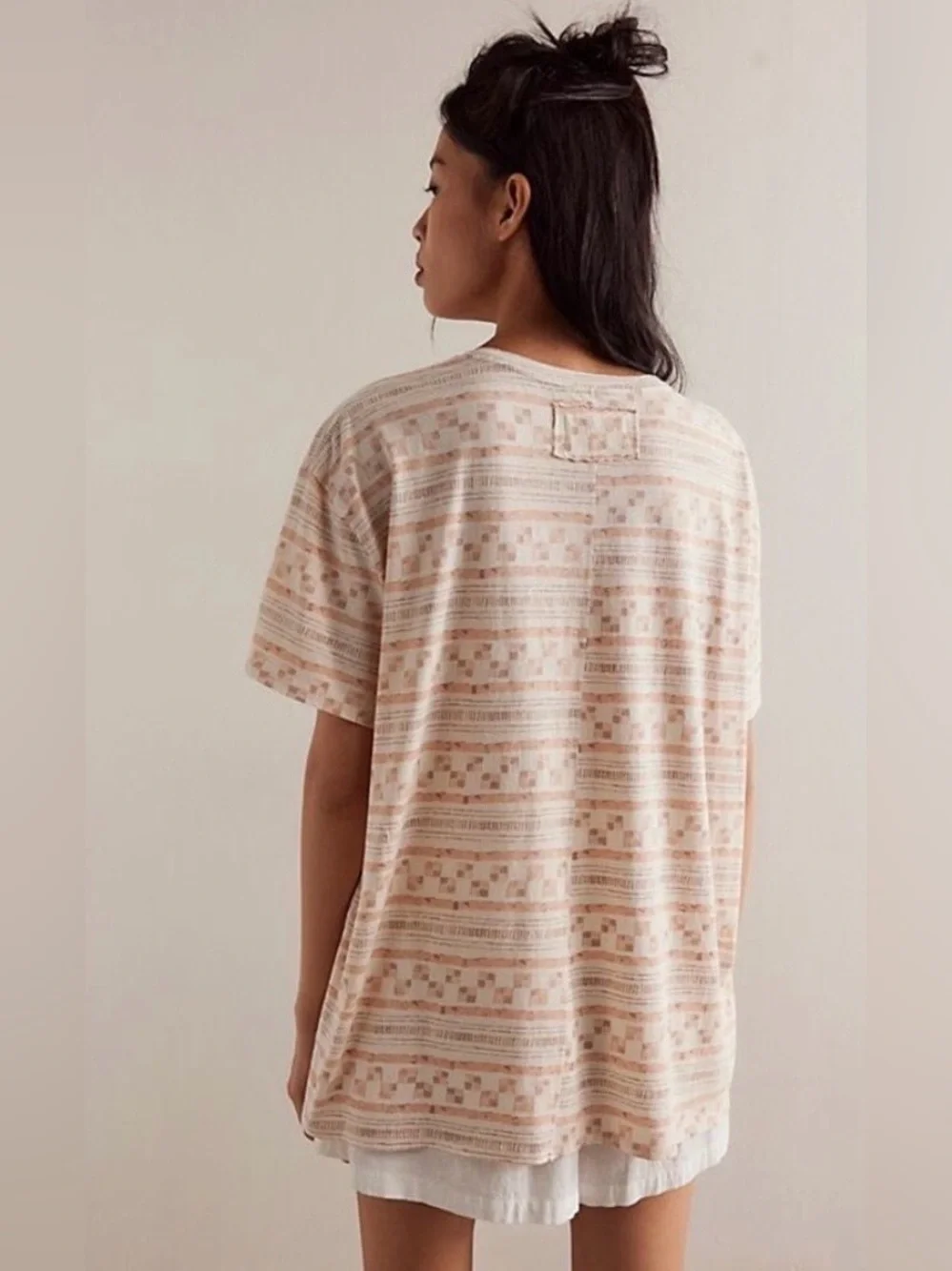 Free People Wee the Free Nina printed tee Top in taupe size small - Picture 2 of 9